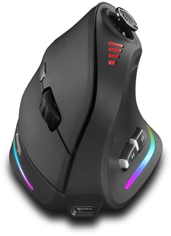 TKMARS Souris Ergonomique sans Fil avec Joystick, Souris Bluetooth Gamer Verticale 12 Boutons Programmables 24000 DPI Réglables, Idéale pour Le Gaming, Le Bureau et Le Travail à Domicile