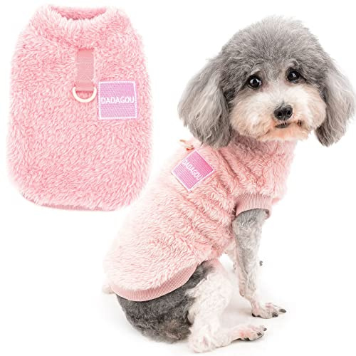 Zunea Fleece Winterjacke für Kleine Hunde Warme Wintermäntel Pullover Sweater Weich Fuzzy Welpen Kleidung mit D-Ring für Geschirr Leine Kaltes Wetter Haustier Bekleidung für Chihuahua Katzen Rosa M