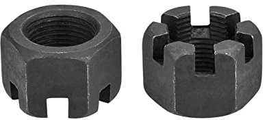 DTGN M20x1.5mm(DxP) Slotted Hex Castle Nuts - 2Pack - Good for Machinery Repairing - Carbon Steel Blackened Hexagon Nuts - Black