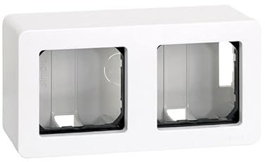 CABLEPELADO Caja de superficie para 2 elemento Simon 27 Play, 68x130 mm y 50 mm fondo, Apto para superficie, 27821-35, Material de Termoplástico, color Blanco, 2 Elementos