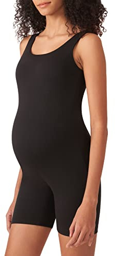 POSHDIVAH Body premaman da donna per gravidanza modellante doppia fodera senza maniche canotta pantaloncini pagliaccetto tuta, nero, Medium