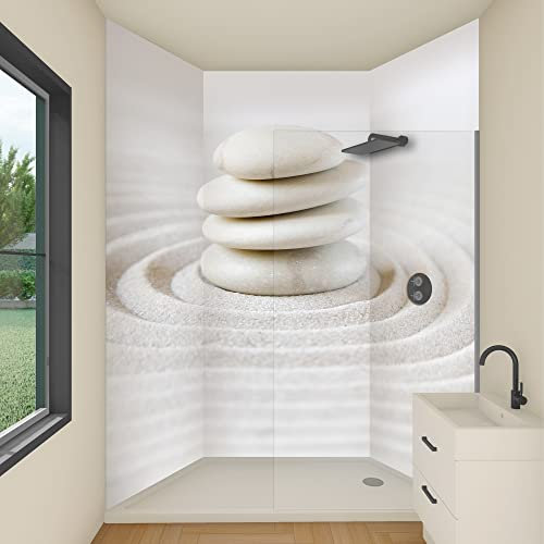 yourplate Duschrückwände mit individueller Größe (3 Rückwände – Premium Matt – spa02) – Duschrückwand Alu mit Feuchtigkeitsschutz – Rückwand Dusche zur einfachen Montage