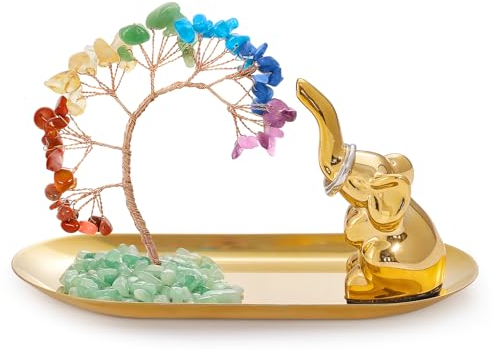 INNOLITES Elefanten-Geschenke für Frauen, Kristallbaum Elefant Ringhalter Ringschale, Schmuckhalter Schmucktablett für Ringe, Ohrringe, Elefanten-Dekoration, Geburtstagsgeschenk für Frauen