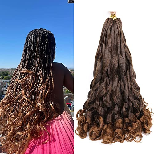 Herkeymidy french curly braiding hair 24 inch Loose Wavy 8 Pack Bouncy Braiding Hair extensions 75g/Pack French Curly Synthetic Hair Extensions (24 pulgadas y（ 8 paquetes）, T1B/30)