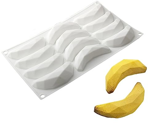 QIUMING Stampo in Silicone per Bigné Stampo in silicone per banane Pirottini Silicone Muffin Gelatina a Motivi Dolci Muffin Mousse riutilizzabili per Cottura a Motivi Dolci Muffin Mousse Natale (B)