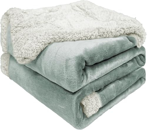 BESCH Manta Borreguillo para Sofá, Cama 160x220cm Ultra Suave, Cálida y Mullida, Manta Sherpa Polar Borreguito, Mantas Sofa de Doble Capa Reversible (Verde)