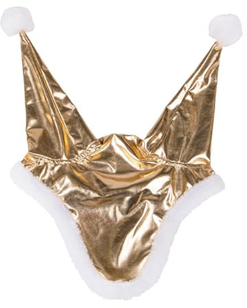QHP Ohrenhaube Santa Weihnachten goldfarben (Warmblut)
