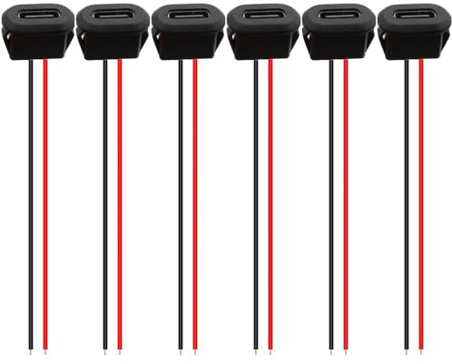 RUNCCI-YUN Lot de 6 connecteurs USB de type C à souder, connecteur USB de type C, 2 fils USB C femelle avec boucle à rainure