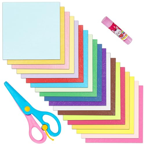 Glarks 500 fogli Origami Paper, 6In foglio quadrato, 20 colori vivaci dello stesso colore su entrambi i lati Facile piegare carta per artigianato e arte, consentire la piegatura facile e intricata