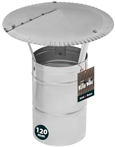 KOTARBAU® Schornsteinabdeckung - ø 120 mm - Kaminhaube - Schornstein Regenhaube - Kaminabdeckung - Schornsteinhaube - Kaminaufsatz - Rostbeständig - verzinkter Stahl - Silber
