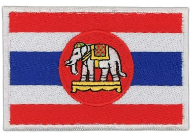 Flagge Thailand Elefant Aufnäher zum aufbügeln oder aufnähen Bügelbild Aufbügler für Kleidung gestickter Bügelpatch Applikation Siam Patch Größe 7,8 x 5,2 cm