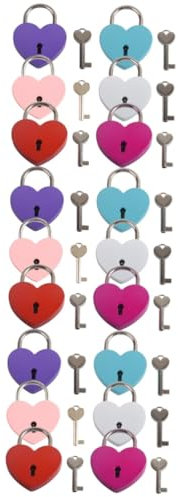 Housoutil 18pcs Heart Locks Diary Metal Locks Mini Padlocks Keys Padlock for Handbag