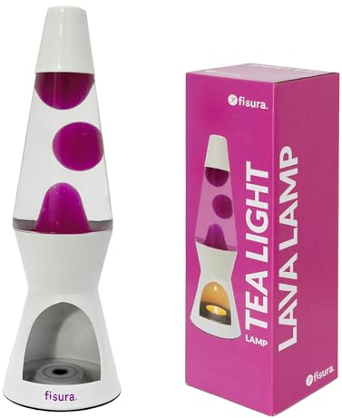 Fisura – Lampada di lava con candela. Lampada di lava senza elettricità. Lampada di lava rosa e bianca. Lampada eco-friendly. Regalo originale. 29 cm x 8,5 cm (Candela non inclusa)