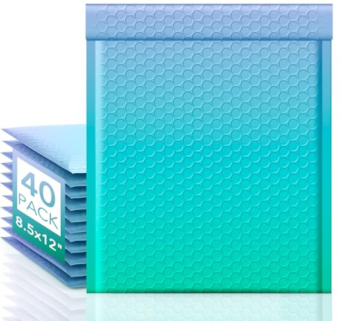 Fuxury Bubble Mailers 8.5x12 40 Pack Padded Envelopes Usable Size 8.5x11 Thick Mailing Envelopes Bubble Opaque Padded Mailers Shipping Bags for Mailing Jewelry Makeup Small Business Fairyland Green