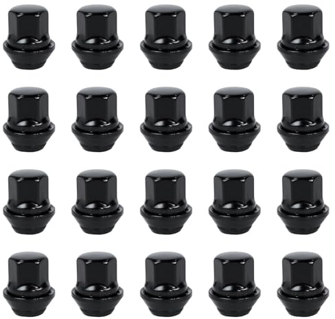 Bohaner 20 Stück Radmutter M12x1,5 60° Geschlossene Radmuttern Stahl Kegel Sitz Radmuttern Für Fiesta Focus Fusion B-Max Cougar C-Max Mondeo(Schwarz)