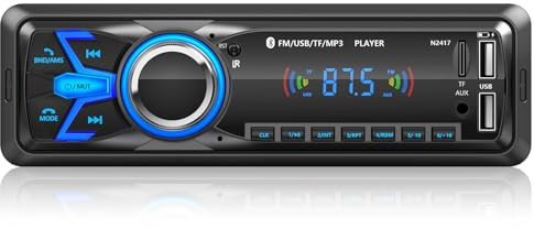 Radio Coche Bluetooth 5.0 Manos Libres, Wistrue Autoradio Coche Bluetooth Pantalla1 DIN Radio Bluetooth Coche MP3 Player FM Radio con 2USBAUX/Control Remoto,Compatible con Android y iOS