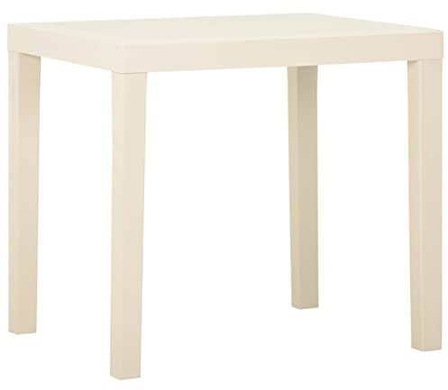Gecheer Gartentisch Terrassentisch Balkontisch Esstisch Bistrotisch Tisch Kunststofftisch Witterungsbeständig Kunststoff Weiß 79x65x72 cm