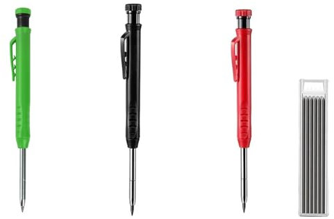 Shuaigehqf Tischler Bleistifte Set, 3 Solide Zimmermannsbleistifte, druckbleistift Marker, Tieflochmarker Bleistift mit Eingebauter Spitzer für Holzbearbeitung, Tieflochmarker Set