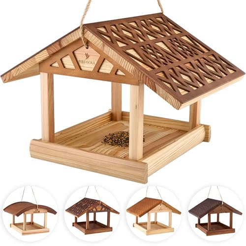 Großes Vogelhaus zum Aufhängen wetterfest [Rain-Safe Bodenplatte & 5° Wasserablauf] XXL Vogelfutterhaus zum Aufhängen | Vogelhäuschen Bausatz | Vogelhaus Holz | Futterhaus für Vögel hängend