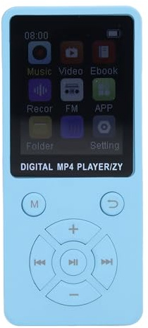 Reproductor MP3 de 64 GB, Reproductor de Música Portátil Bluetooth 5.0 con 64 GB, Reproductor MP3 MP4 con Sonido HiFi con Altavoz, Vídeo, FM, Libro Electrónico, Auriculares, (Blue)