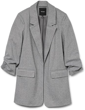 VERO MODA Vmfrydfrida 3/4 Regular Blazer Noos, Grigio Scuro mélange, 42 Donna