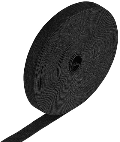 JIYIN 10 Meter Gummiband Nähen, Breite 12mm Gummibänder Nähen Gummilitze | Elastisches band zum Nähen Gummizugband Hosengummi Schwarz für Hosenbund DIY Handwerk