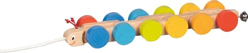 goki 54843 – Ziehtier Raupe Mathilda – liebevoll gestaltetes Nachziehtier aus Holz mit Glöckchen