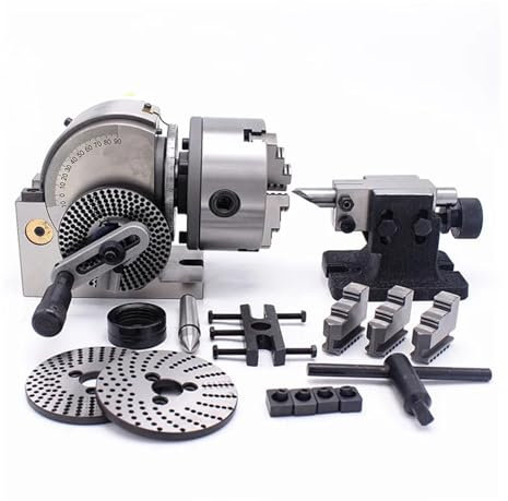 MJINA Cabezal Divisor Universal for fresadora CNC con Cola, Cabezal Divisor Universal for fresadora CNC de precisión BS-0 con Mandril de 3 mordazas de 100 mm y 125 mm(125 Chuck no Tail)