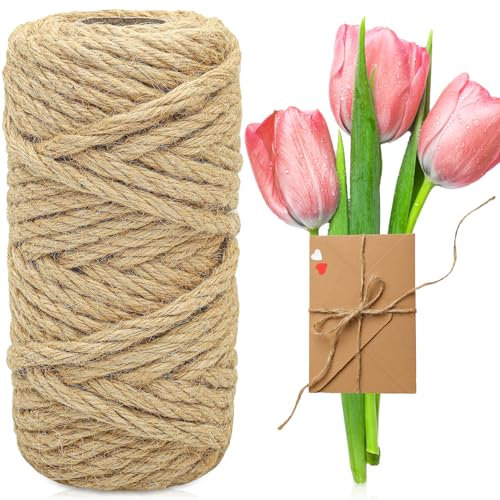 Juteseil 9mmx30m Tau Seil Hanfseil Kordel Jutekordel Deko Dekoration Makramee Garn für Garten Jute Tauwerk Handlaufseil Schiffstau Schnur Paketschnur für Katzen, Kratzseil, Haushalt