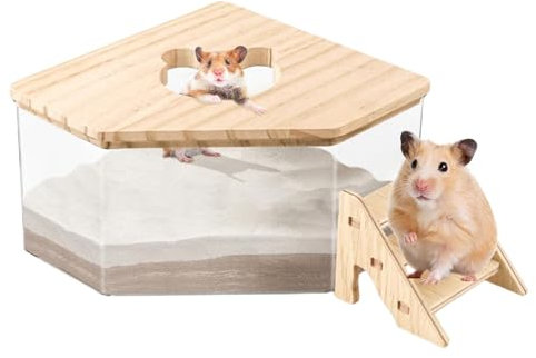 Generisch Hamster Badesandbehälter Staub Badebox Transparente Hamsterbox Zum Sandbaden Kleintiertoilette Rennmaus Badezimmer Mit Leiter Für Schlafzimmer Wohnzimmer