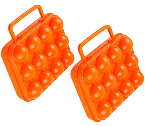 Contenitore Uova Portatile 12 Posti Pp 2 Pezzi Antiurto | Arancia, Picnic e Hiking, Resistenza allo Schiacciamento, Box Pratico per Trasporto e Conservazione