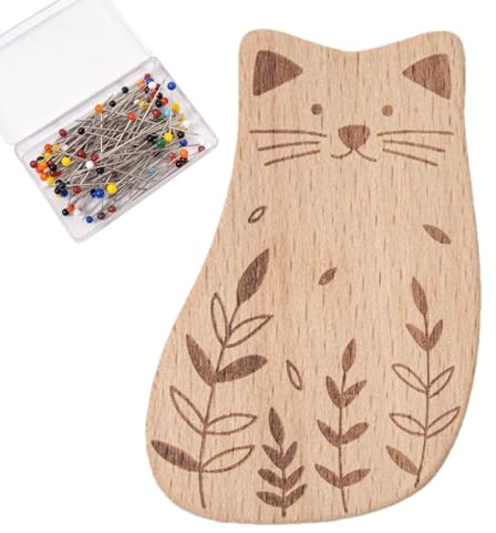 Zasdvn Nadelkissen - Süßer Magnetischer Nähnadelhalter Aus Holz | Mit Hundert Nadeln Mehrzweck Tierform Clip Organizer Für Schneider Tailoring Quilting