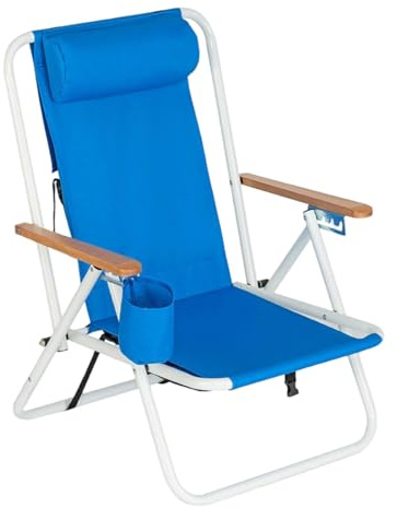 Strandstühle mit Rucksack, Strandstühle für Erwachsene, leicht, zusammenklappbar, mit verstellbarer Kopfstütze, tragbarer Strandsitz, tragbare Campingausrüstung für Picknicks, Reisen