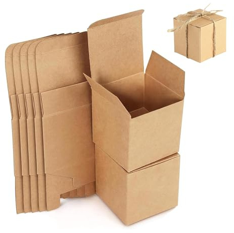 15 Stück Geschenkboxen Kraftpapier, Karton Schachteln 15 x 15 x 15 cm, Pappschachteln mit Deckel, Kleine Faltkarton, Wiederverwendbare, Quadratisch Kraftpapier Geschenkbox für Taufe, Geburtstag(Braun)