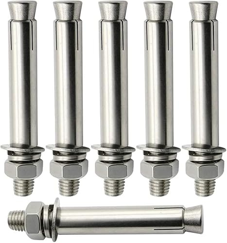 Juego de pernos de expansión de acero inoxidable, anclajes de fijación resistentes con tuerca hexagonal, M6 x 70 mm, tornillos y funda de expansión, ideal para proyectos de construcción duraderos