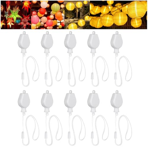 SIGANDG 10 LED Ballonlichter, Leds Lampions Licht Warmweiß, Led Papierlampe Lichterkette mit Batterie für Hochzeit, Halloween, Weihnachten, Party Dekoration, Lampions und Luftballons