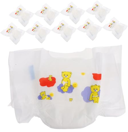 ibasenice 10 Pannolini per Bambole Leggeri e Accessori Realistici per Gioco Ruolo e Cura Quotidiana Adatti Diverse Bambole