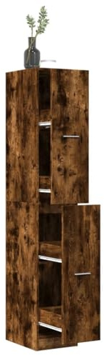 Armario archivador, armario farmacéutico roble ahumado, 30 x 41 x 174,5 cm, material de madera para productos de limpieza, ropa y accesorios del hogar