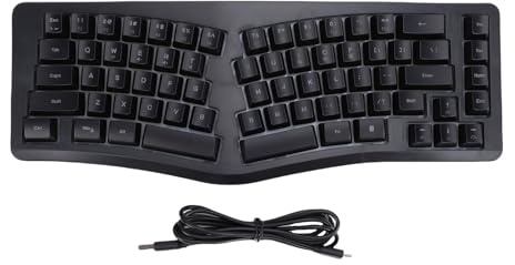 XUMIUZIY Clavier Ergonomique Filaire, Clavier divisé Compact 69 Touches avec 18 Modes de Rétroéclairage RVB, Câble de Type C Détachable, Conception de Touches Silencieuses,