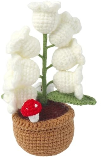 Brxmpn Orchidea a Campana all'Uncinetto, Bouquet di Fiori Lavorati a Maglia, Piccola in per Casa E Ufficio, Scrivania, Libreria, Decorazione per Auto