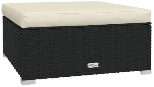 KKgypkn Modularer Garten-Fußhocker aus Poly Rattan 70x70x30 cm mit abnehmbarem Kissen, Outdoor Ottomane mit pulverbeschichtetem Stahlrahmen und Kunststofffüßen, wasserbeständig und leicht