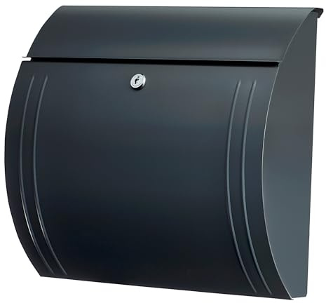 Burg-Wächter Briefkasten ohne Zeitungsfach und Namensschild, Verzinkter Stahl, Einwurf-Format DIN C4, Inkl. 2 Schlüssel, MODENA 857 ANT, Anthrazit (ähnlich RAL 7016)