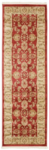 RugVista, Ziegler Kaspin Teppich Mittelflor 2'6x8'0.6m (80x250cm) Läufer Orientalischer Ziegler Teppich ÖKO-TEX Standard 100 Polypropylen Flur Schlafzimmer Küche Wohnzimmer Rot Dunkelbeige