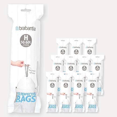 Brabantia - Lot de 12 rouleaux de 10 sacs poubelle 50/60 l blanc code H (dont 1 offert)