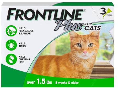FRONTLINE Plus Flea & Tick Spot Treatment for Cat & Kitten (Green) Count of 3