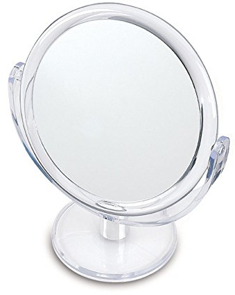 Danielle Creations 6.75-Inch Double Sided Vanity Makeup Mirror with Ultra Vue Glass, 12x Magnfication, Clear Acrylic