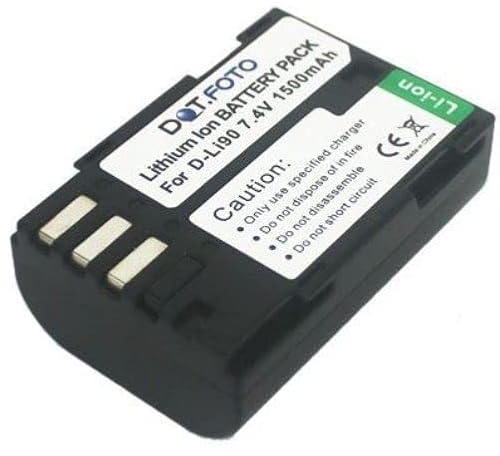 Dot.Foto D-LI90 Premium 7.4v / 1500mAh Batterie Rechargeable pour Pentax K-01, K-1, K-1 II, K-3, K-3 II, K-3 III, K-5, K-5 II, K-5 IIs, K-7, 645D