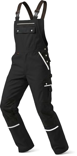 TMG® Arbeitslatzhose für Herren, Sicherheitshose mit integrierter Kniebandage und elastischen Trägern