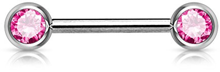 Paula & Fritz® Brustwarzen-Piercing 12mm 14mm 16mm lang Brustpiercing Intimpiercing Nippelpiercing Hantel Barbell Zirkonia