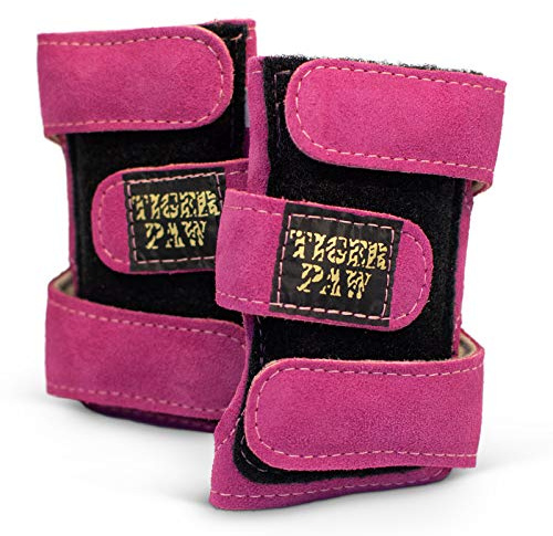 Tiger Paw Authentic Gymnastics Wrist Supports (Sold in Pairs)- Original Competition-Grade Gymnastics Wrist Guards, Wrist Support Braces, Adjustable, Made in USA Hand Wraps (Fuchisa)